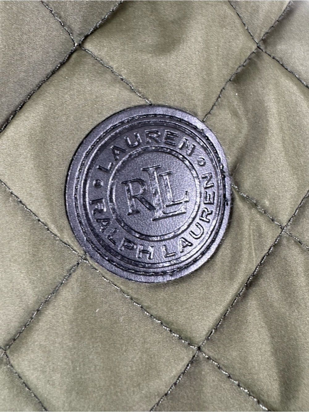 Ralph Lauren Quilted Olive Green Puffer with Black Trim - Picture 5 of 11